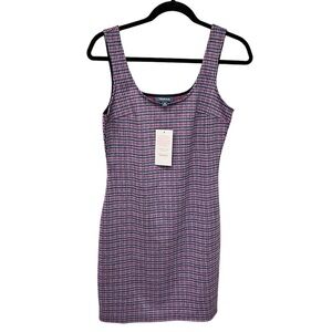 NWT ModCloth Purple Plaid pattern Such a Charmer Sleeveless Dress M bodycon